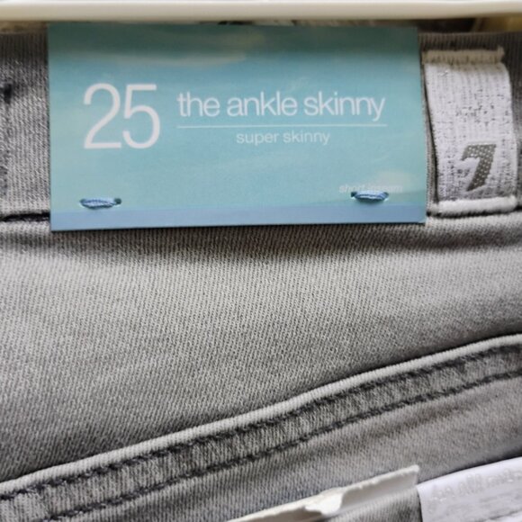 NWT 7 For All Mankind B (air) Women's Light Gray The Ankle Skinny Jeans Size 25 - Picture 14 of 16